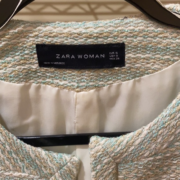 New Zara Fantasy Studded coco mint green jacket blazer spring - Picture 12 of 13